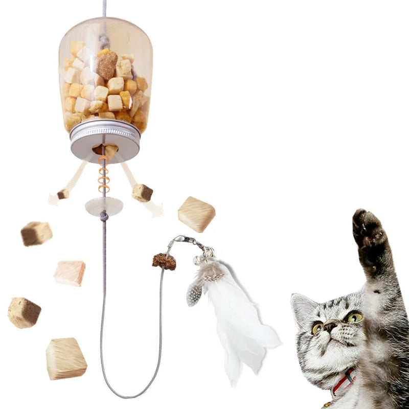 Juguete Interactivo para Gatos con Pluma y Dispensador de Premios