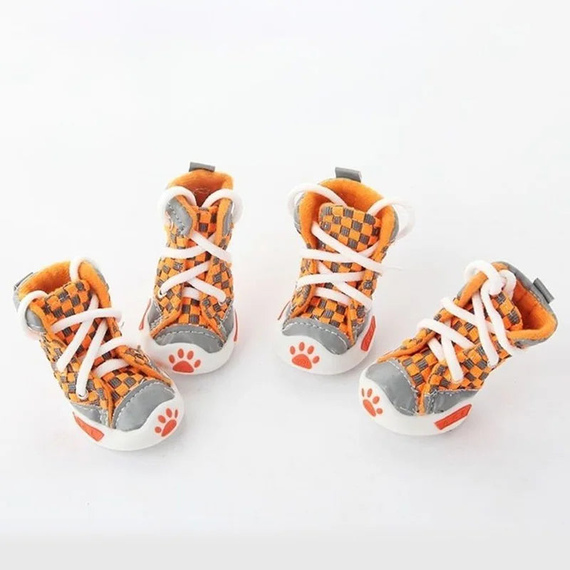 Corduroy Anti-Drop Breathable Dog Shoes for Small Puppies (Set of 4)