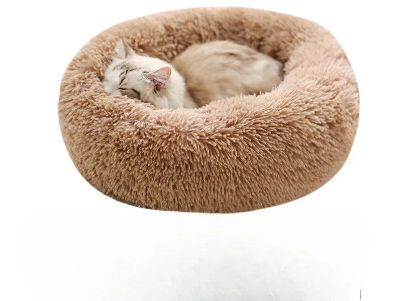 Cozy Plush Round Pet Bed with Detachable Washable Cover