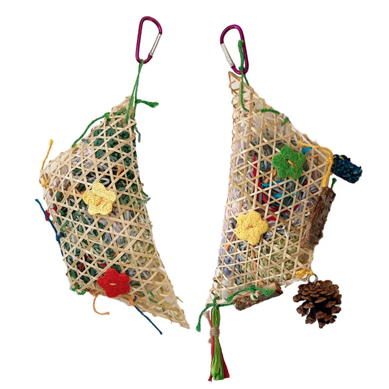 Interactive Parrot Foraging Toy with Shreddable Paper and Wood