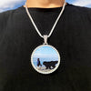 Custom Photo Medallion Pendant Necklace in 18k Gold Finish
