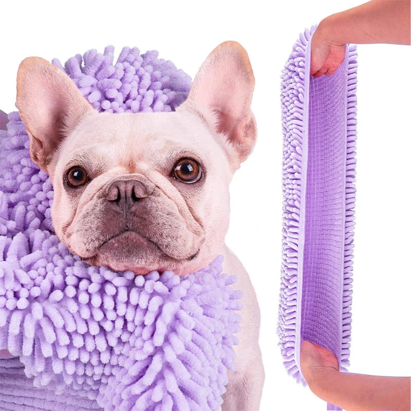Ultra-Absorbent Chenille Pet Bath Towel with Massage Effect