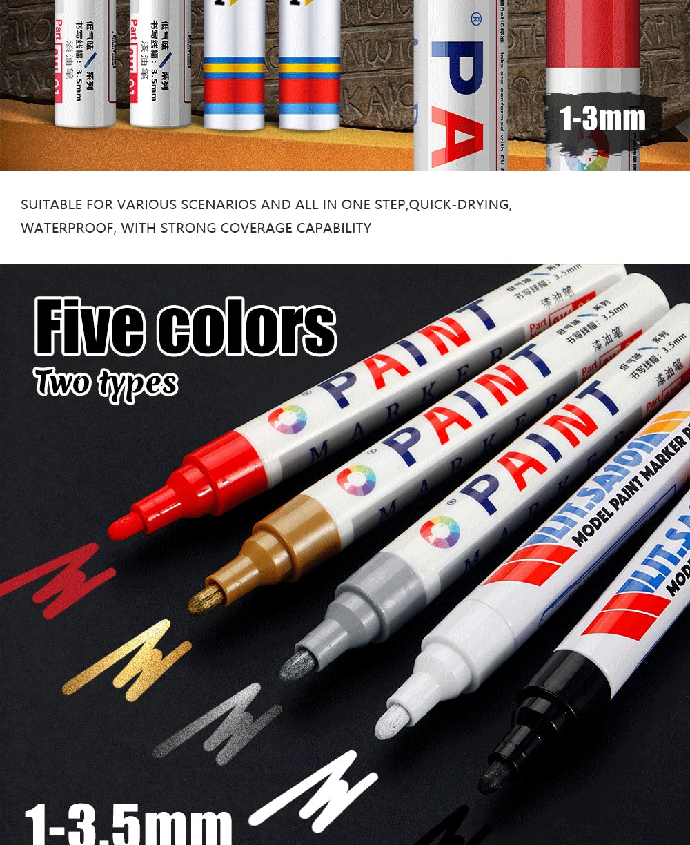 Permanent Stone Touch-Up Paint Pen for Rock, Ceramic, and Mug DIY