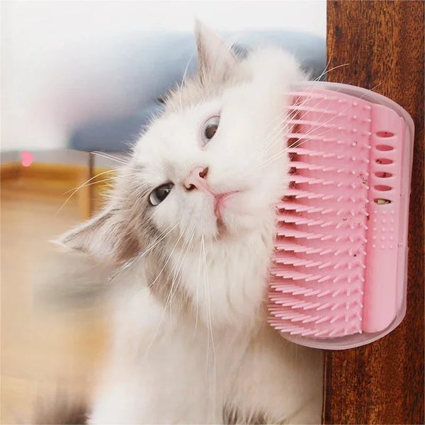 Cat Self Groomer with Catnip - Wall Corner Massage Comb