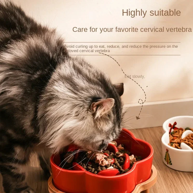 Ceramic Slow Feeder Bowl for Cats and Small Dogs