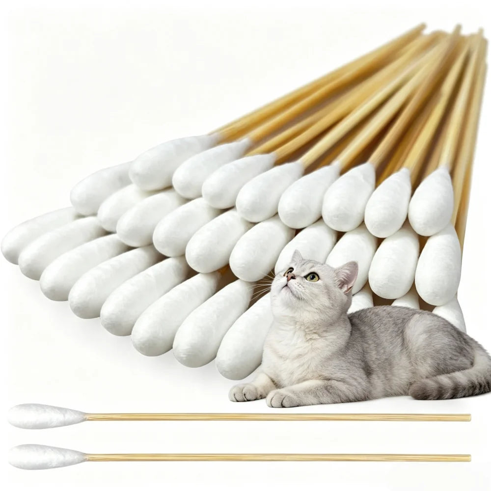 Extra-Long Double-Tipped Cotton Swabs for Pet Ear Care