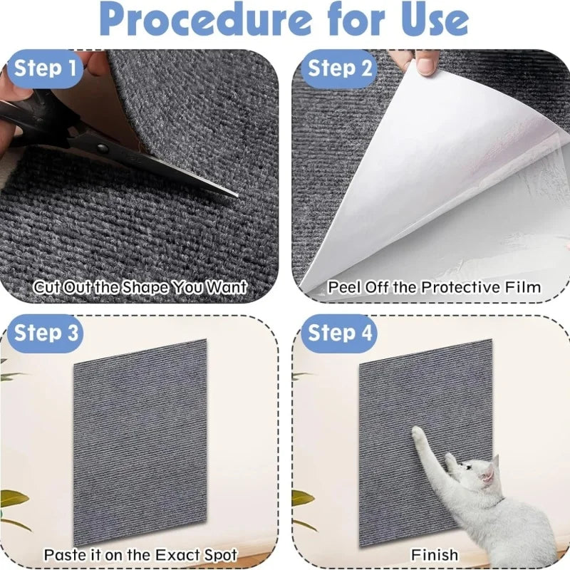 Trimmable Self-Adhesive Cat Scratching Mat for Furniture & Wall Protection