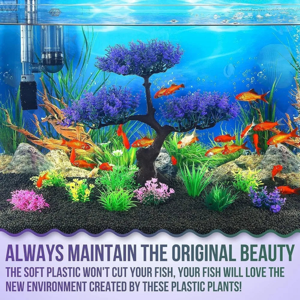 Lifelike Artificial Aquarium Plants – Set of 10
