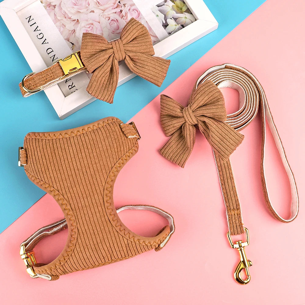 Bowknot Dog Harness, Collar & Leash Set
