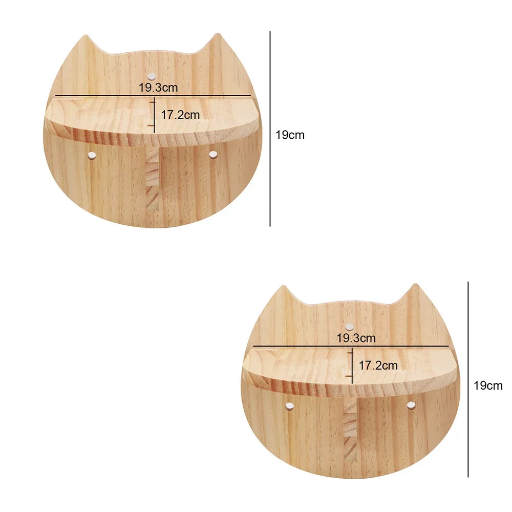 A wooden cat climbing hammock with dimensions 19.3cm by 17.2cm.