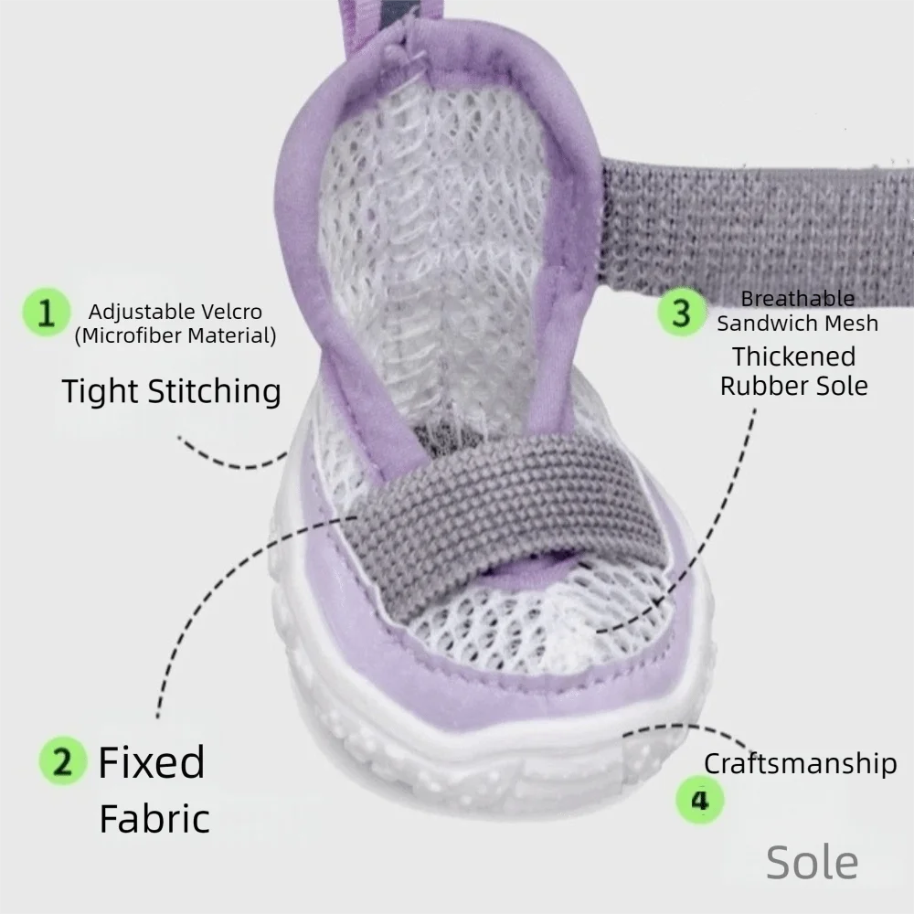 Breathable Anti-Slip Dog Shoes with Adjustable Straps