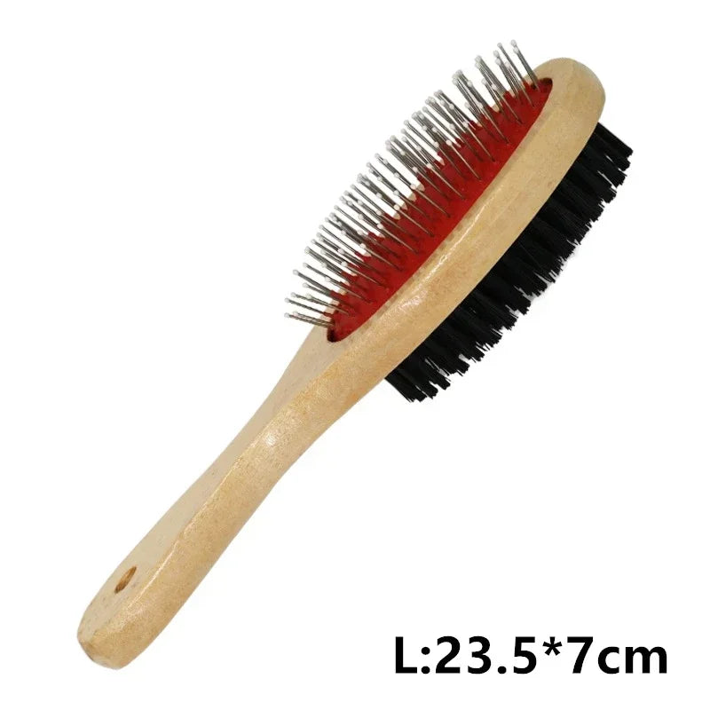 Double-Sided Wooden Pet Grooming Comb