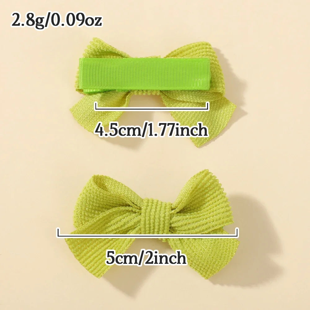 Cute Solid Ribbon Hair Bow Clips (Set of 10)