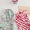 Summer Suspender Dog Dress - Striped Strawberry Print