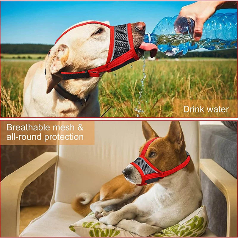 Adjustable Breathable Mesh Dog Muzzle with Reflective Strip