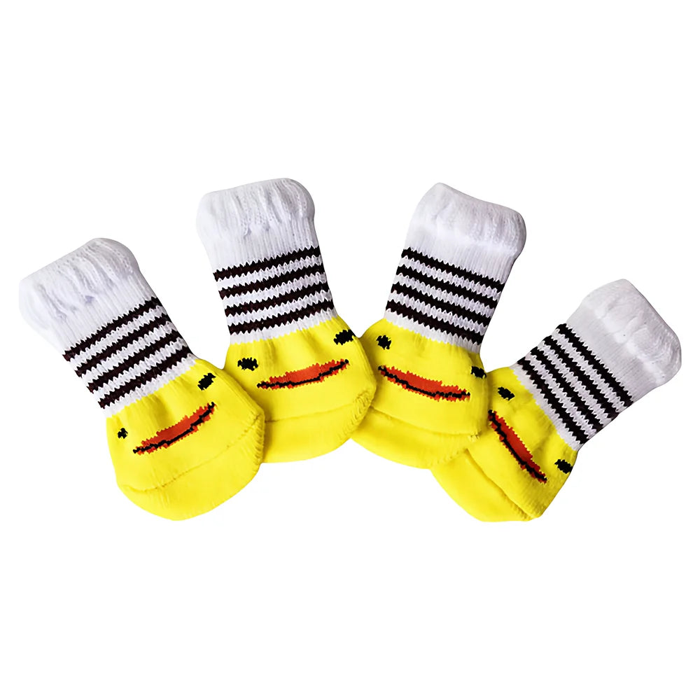 Non-Slip Cotton Pet Socks for Dogs & Cats (4-Pack)