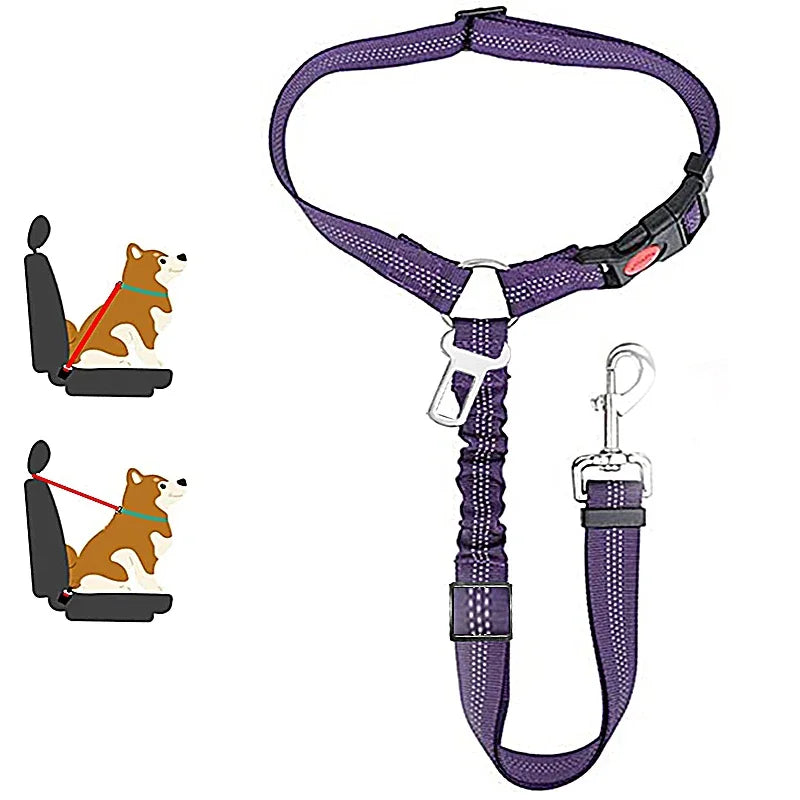 Two-in-One Pet Harness and Car Safety Belt with Reflective Leash
