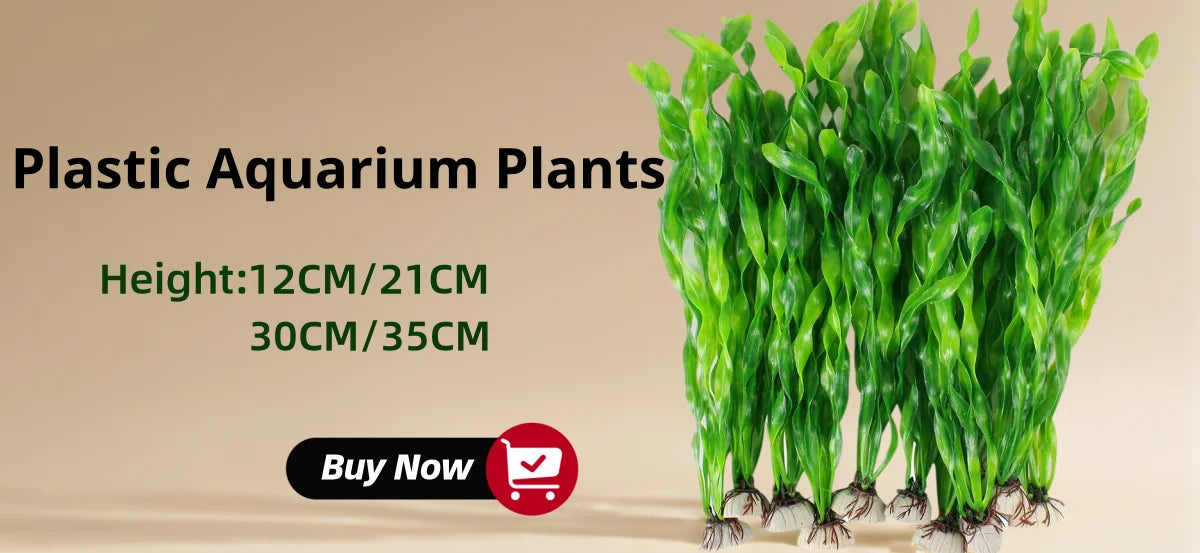 Artificial Aquarium Plants with Ceramic Base – Realistic Green Decor for Fish Tanks