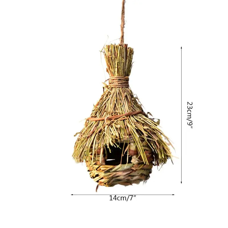 Handwoven Natural Grass Hanging Bird Nest for Small Birds