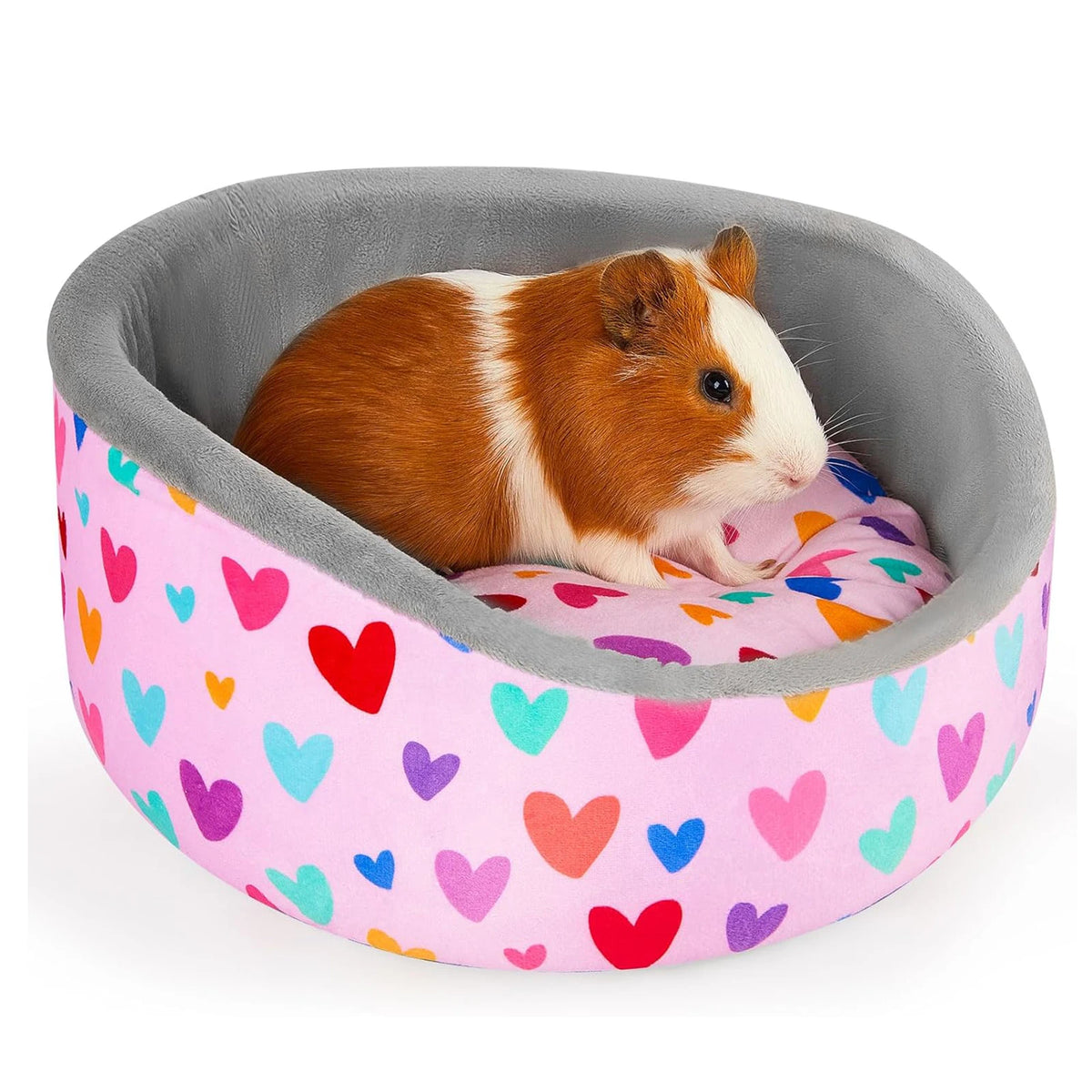 Cozy Fleece Hideout Bed for Small Pets with Removable Cushion