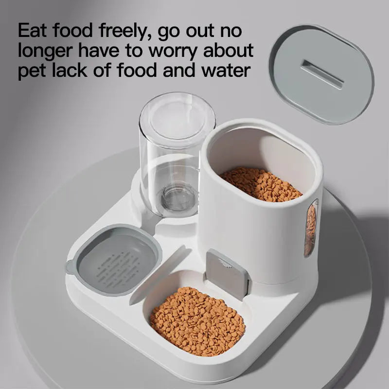 Gravity-Fed Cat Water Dispenser & Feeder with Spill-Proof Design