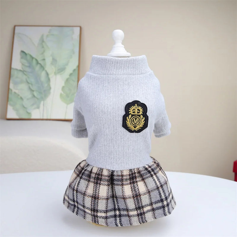 Vestido Clásico de Cuadros para Perro