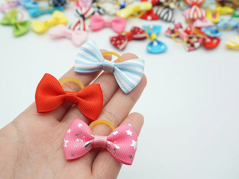 Pet Hair Bows with Elastic Bands (100-Pack)