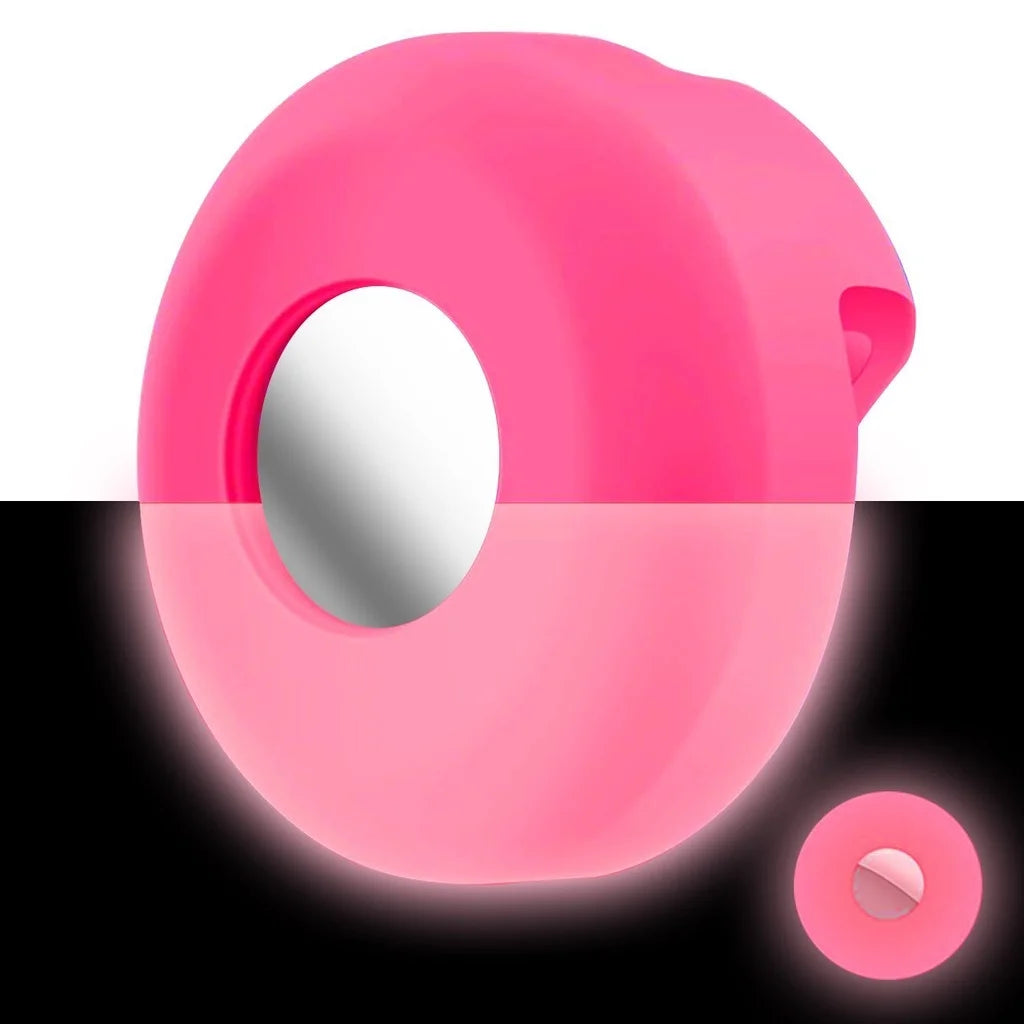 Pinkes Silikonhalter, um einen AirTag für Tierhalsbänder zu sichern.