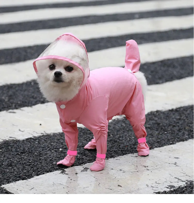 All-in-One Waterproof Dog Raincoat with Full Leg Coverage