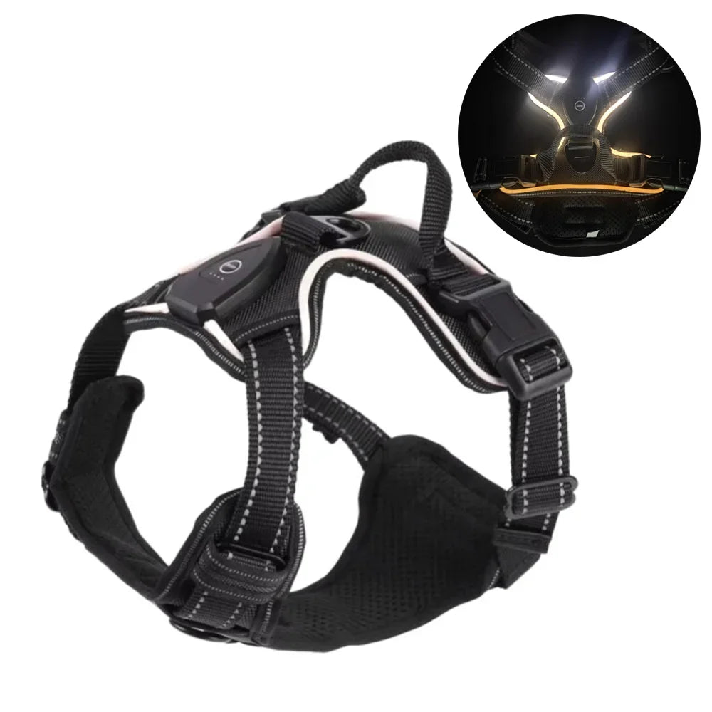 Rechargeable LED Dog Harness with Reflective Strips