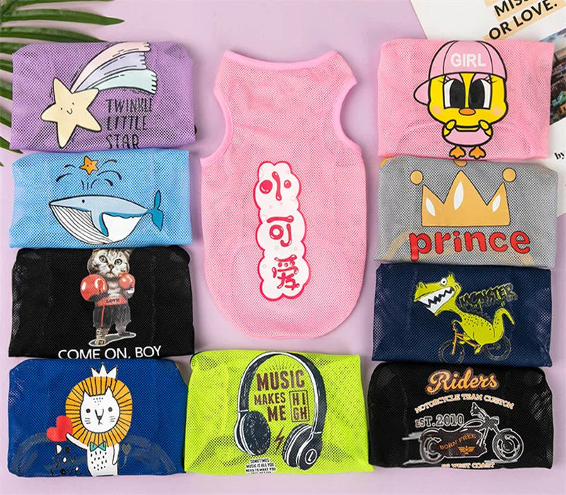 Breathable Mesh Pet Vest with Cute Cartoon Print