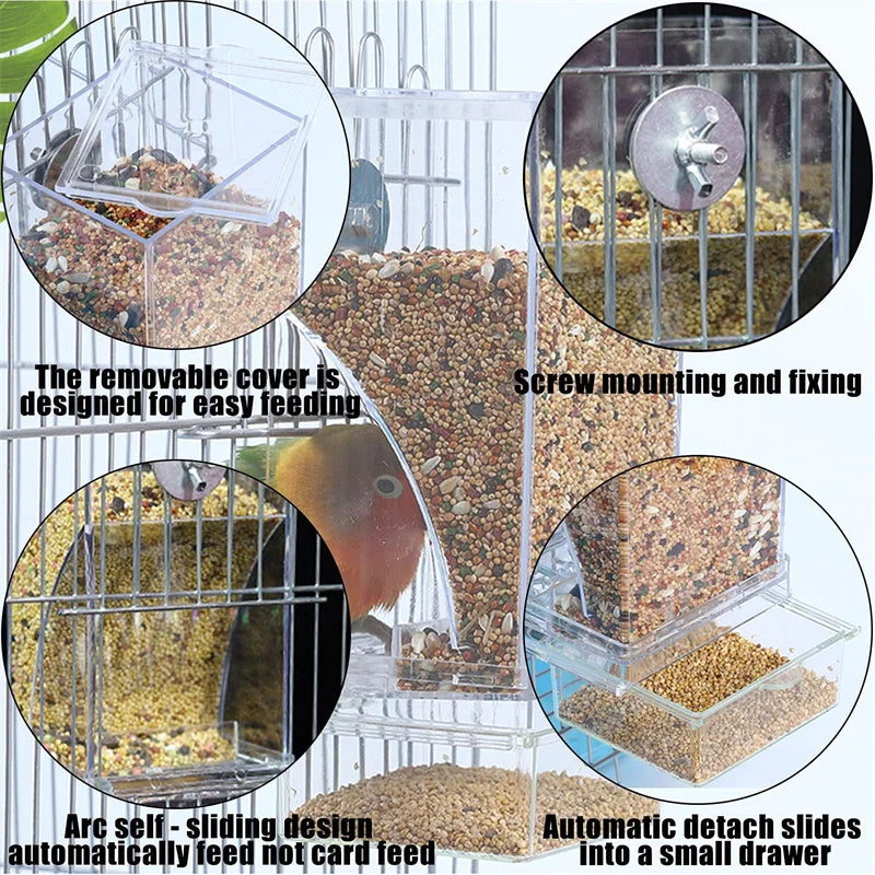 Sauberer Acryl-Vogelfutter- & Tränkespender für Wellensittiche