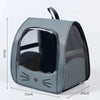 Grauer faltbarer Hundetransporter-Rucksack mit transparentem Fenster und Maschendetail