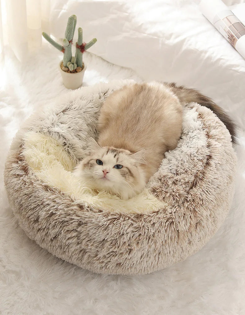 Lit Semi-Ouvert en Peluche pour Chats et Chiens