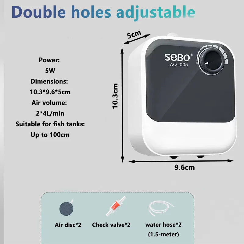 Adjustable Aquarium Air Pump with Powerful Oxygen Output