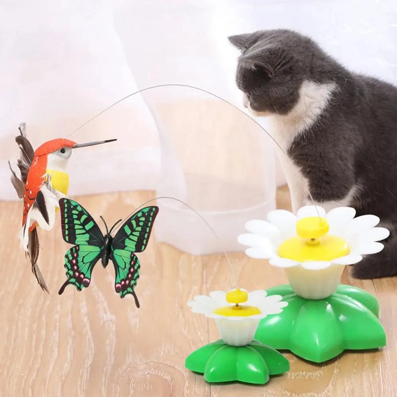 Jouet pour chat électrique rotatif en forme de papillon
