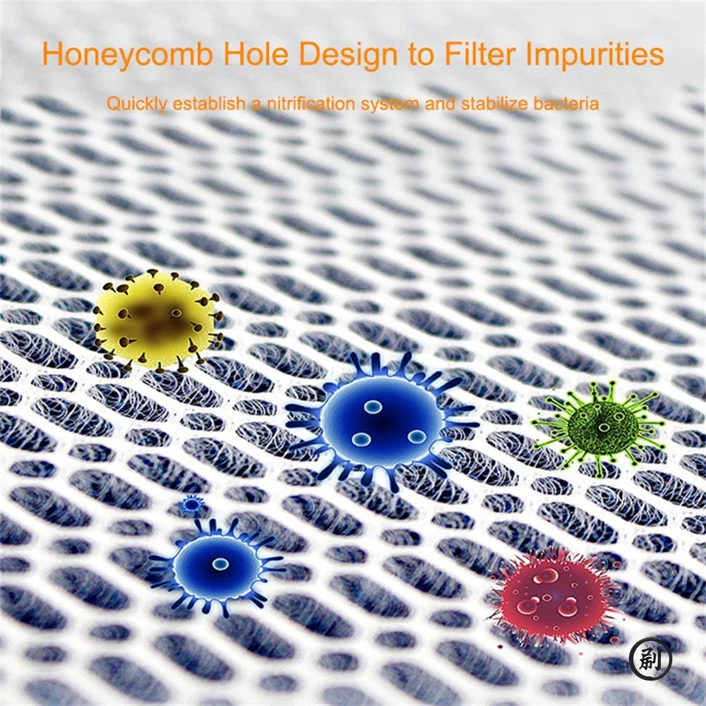 Vue microscopique d'un motif de cellule de miel filtrant les impuretés et stabilisant les bactéries.