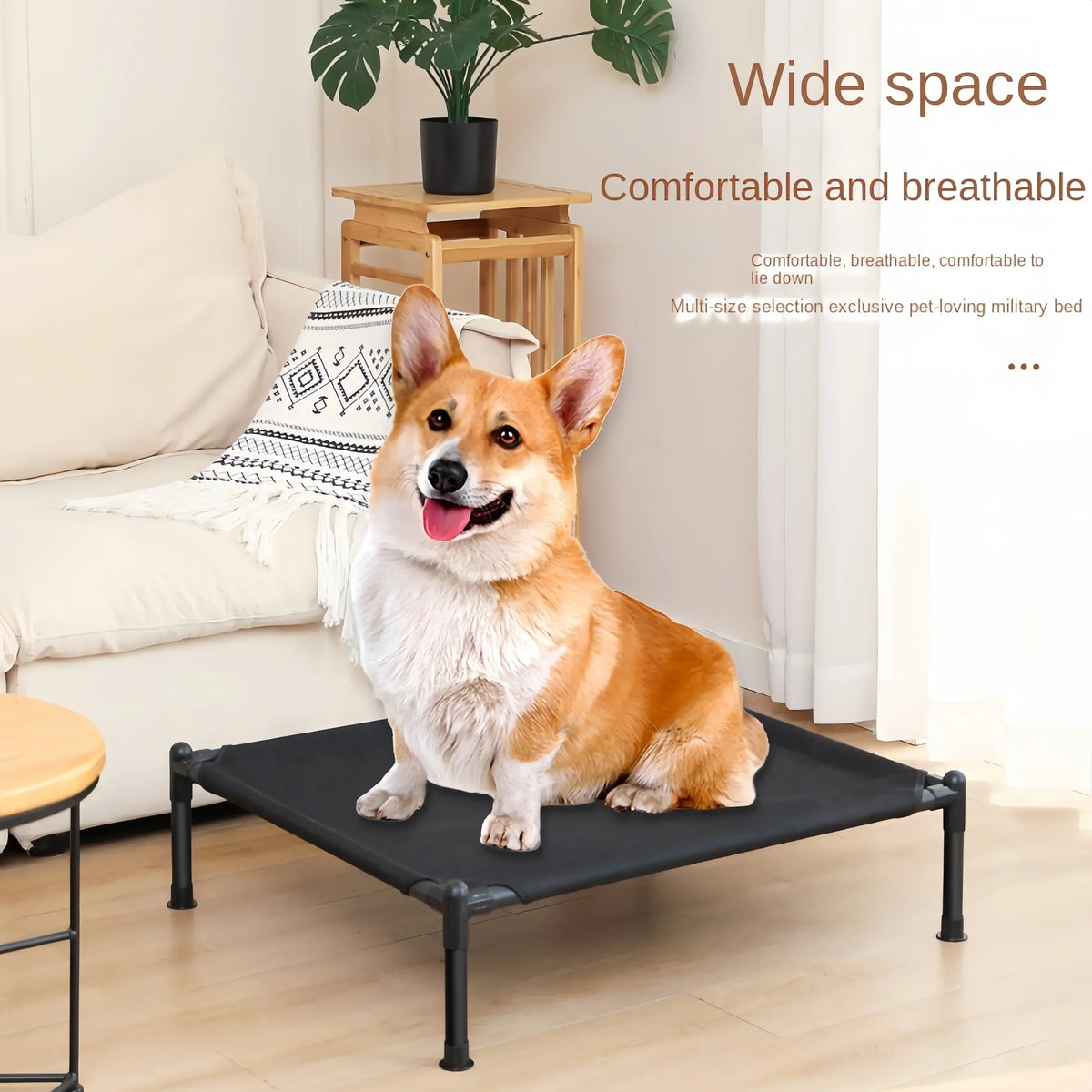 Foldable Elevated Pet Bed with Removable Washable Cover