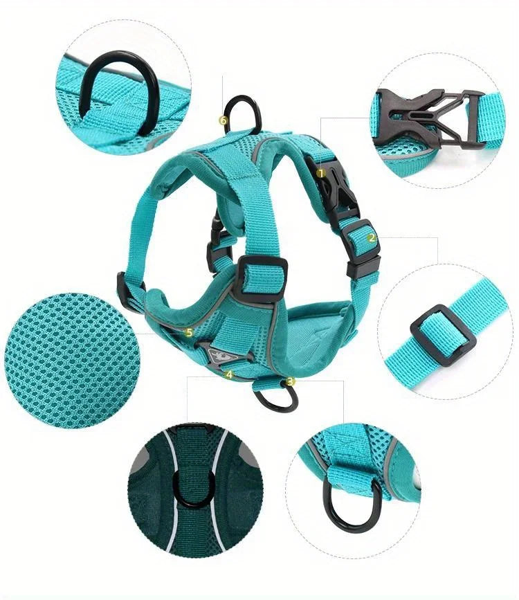 Adjustable No-Pull Dog Harness with Reflective Leash Set