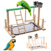 Wooden Bird Activity Center with Perch, Ladder & Swing