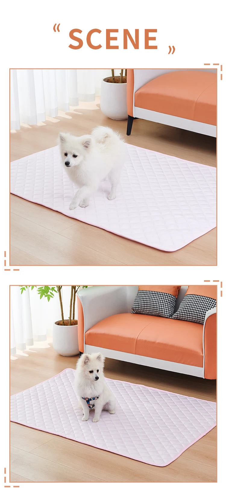 Washable Dog Cooling Mat with Ice Silk Fabric