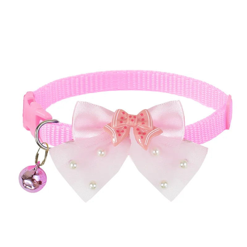 Adjustable Lace Bow Collar for Small Dogs and Cats