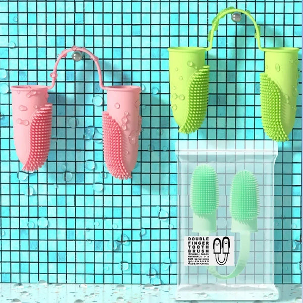 Pet Two-Finger Toothbrush for Dogs and Cats