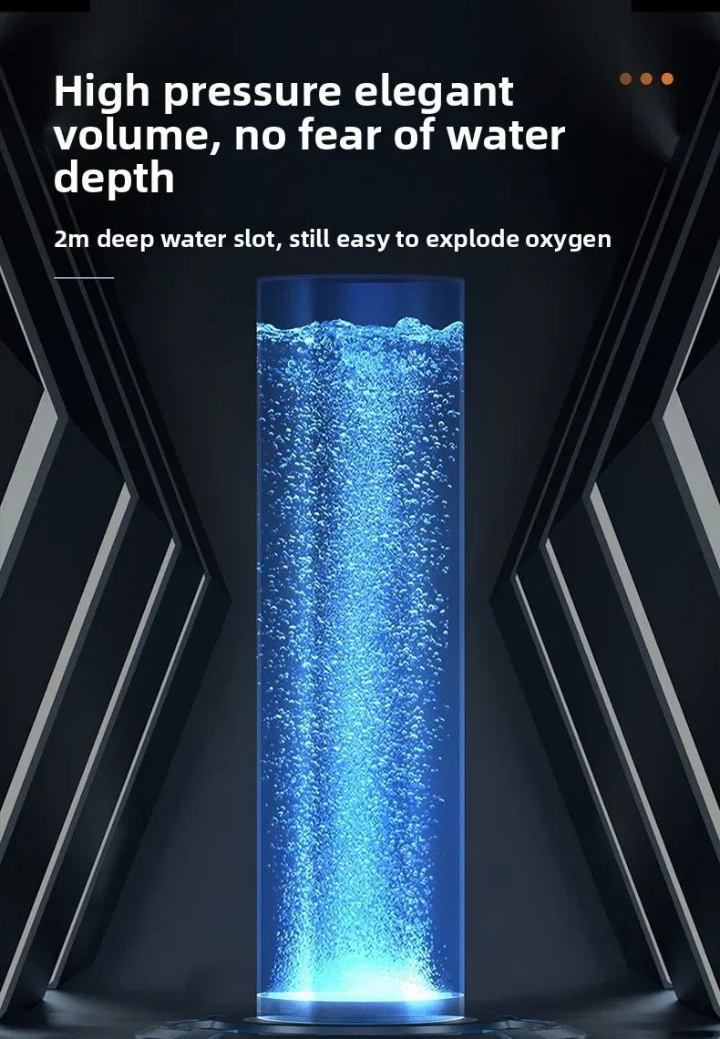 A vertical glass tube filled with bright blue liquid, demonstrating high pressure water depth.
