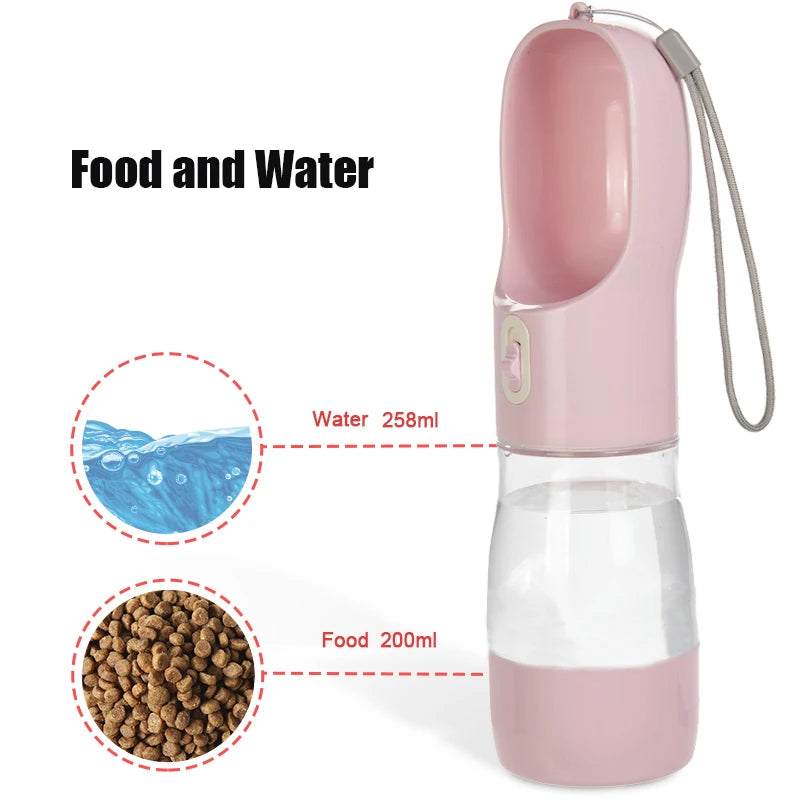 Portable 2-in-1 Dog Water Bottle and Food Dispenser