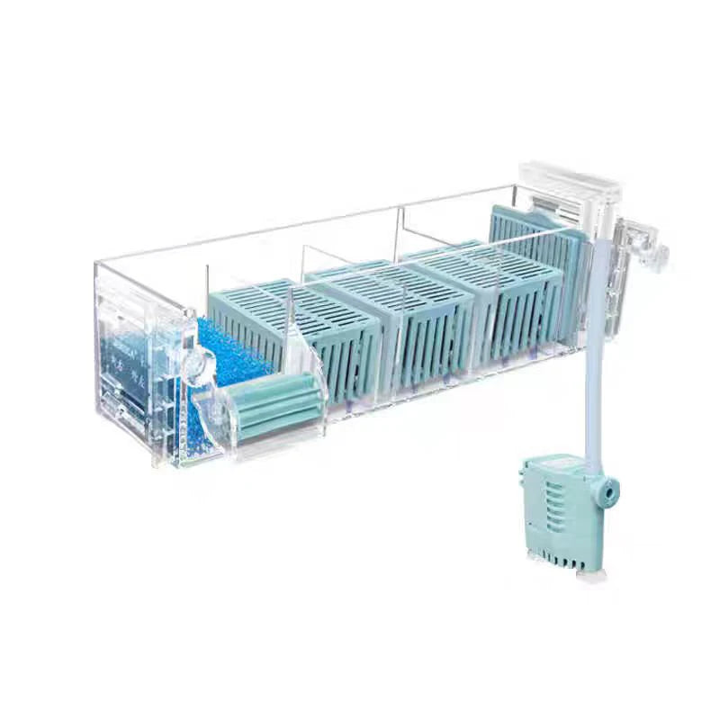 صندوق مرشح حوض السمك مثبت على الحائط مع مضخة مدمجة