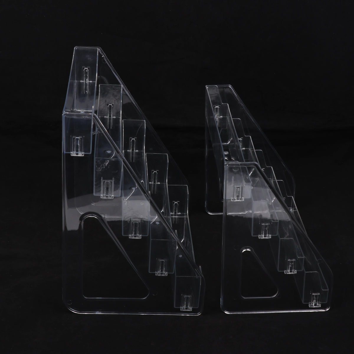 Clear Acrylic Display Stand with Slanted Tiers for Business Cards, Brochures & Cosmetics