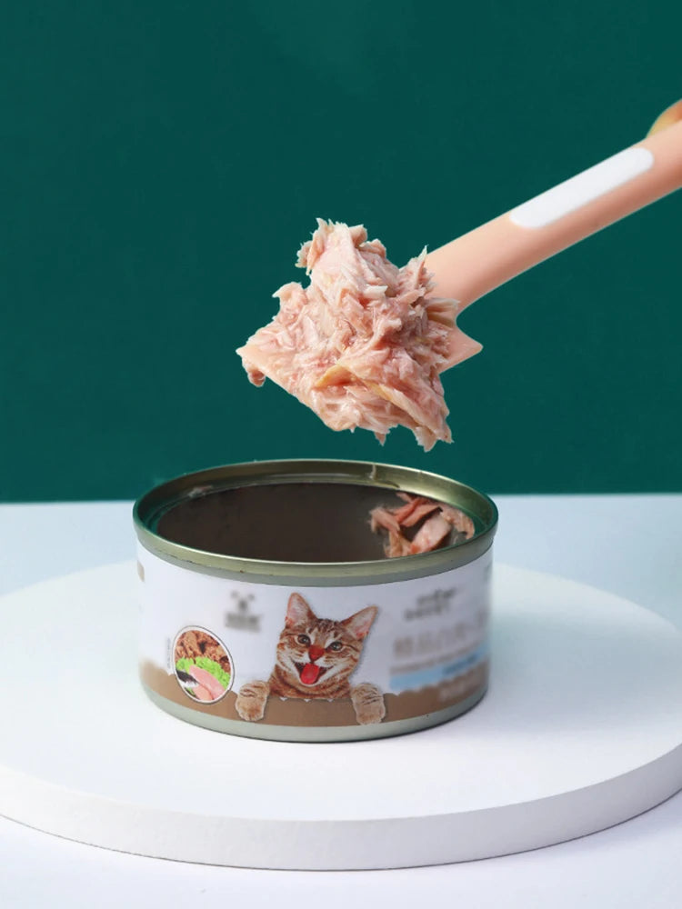 Pet Food Spoon with Lid – Cute Long-Handle Can Scoop for Cats and Dogs