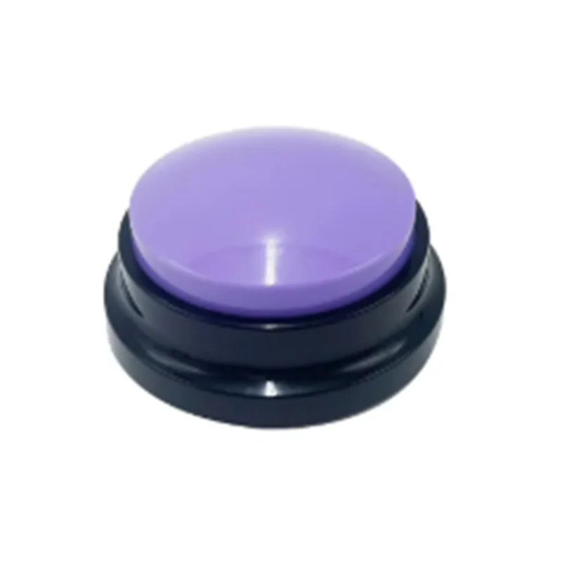 A purple recordable talking dog toy with a dark blue base.