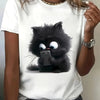 Whimsical Cartoon Cat Print Tee